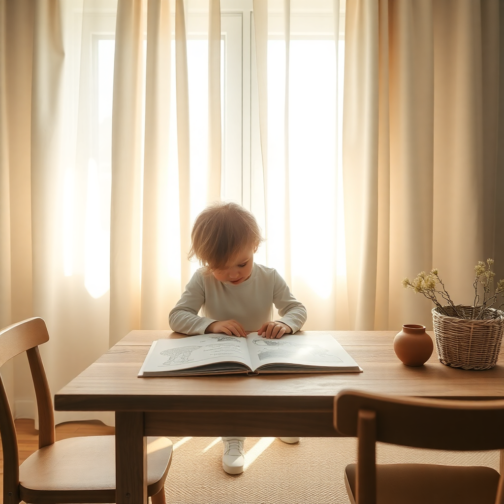 sun-drenched minimalist home learning environment